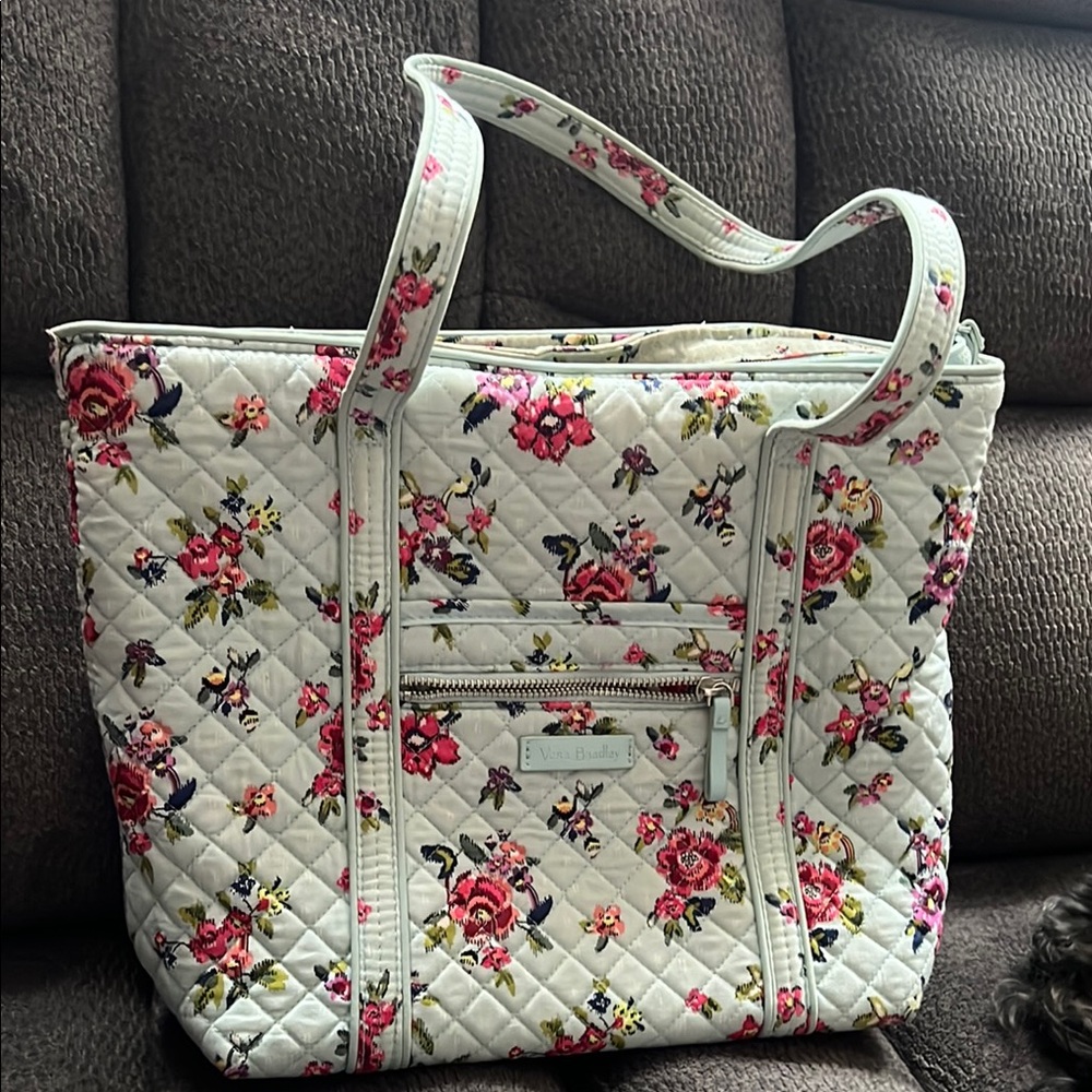 Vera Bradley Cream and Pink Quilted Tote